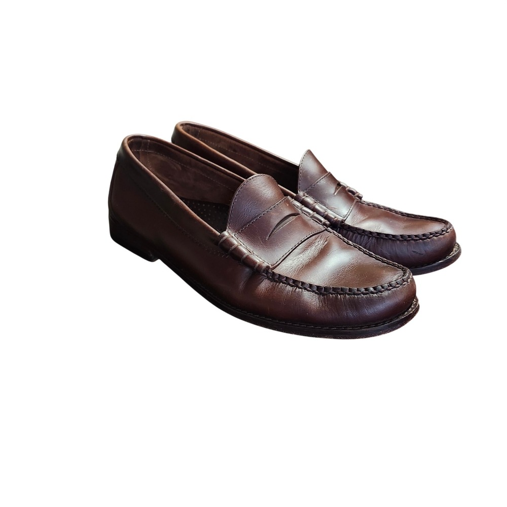 J Crew Camden Penny Loafers Men Brown Leather Slip On Dress Shoes Classic Preppy
